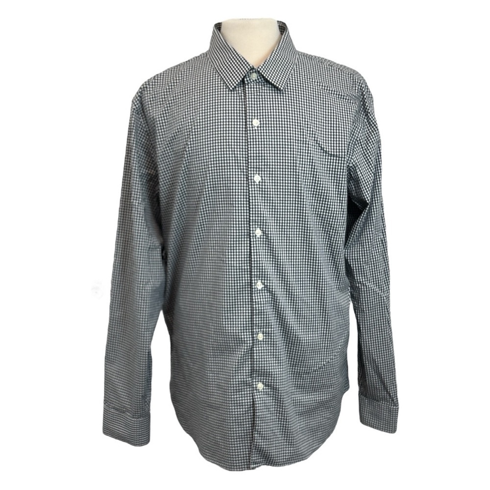 Old Navy Pro Signature Shirt Men's XXL Slim Fit Go-Dry Black Check Long Sleeve